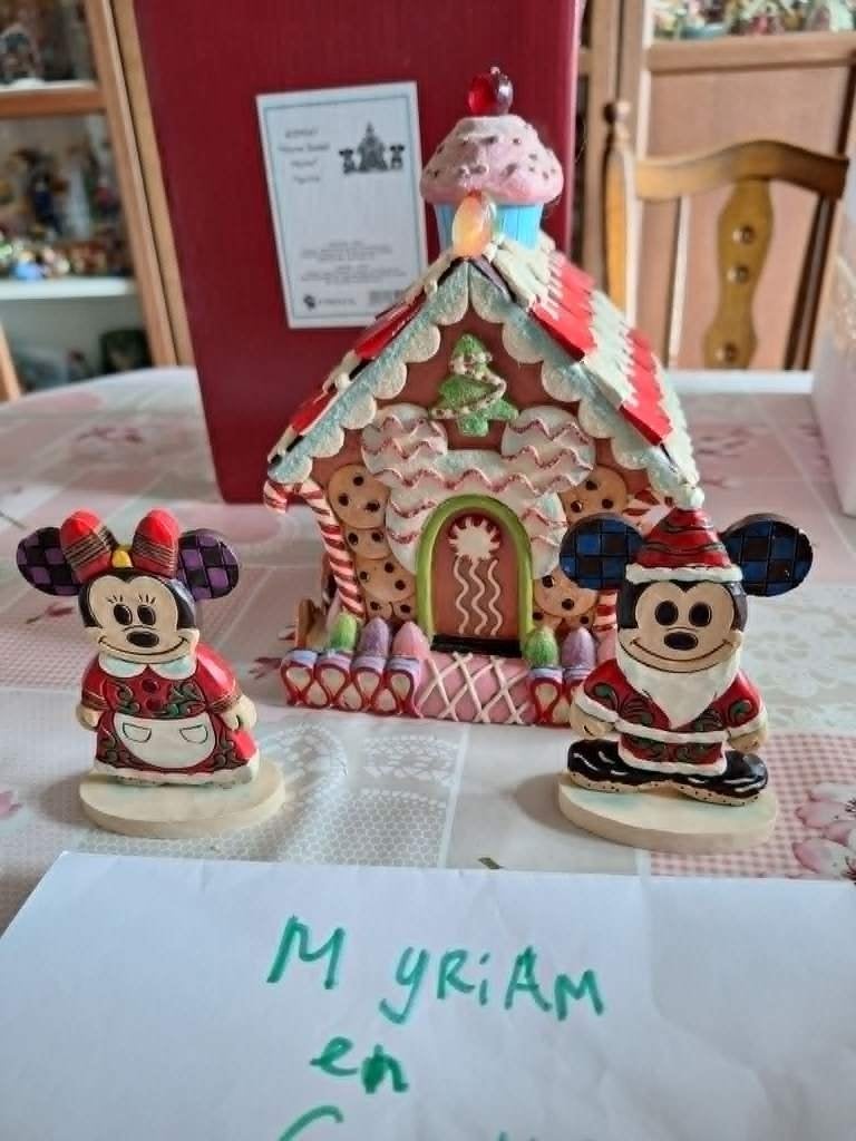 Disney Mickey en Minnie Gingerbread Jim Shore Traditions, Ophalen of Verzenden, Mickey Mouse, Zo goed als nieuw, Beeldje of Figuurtje