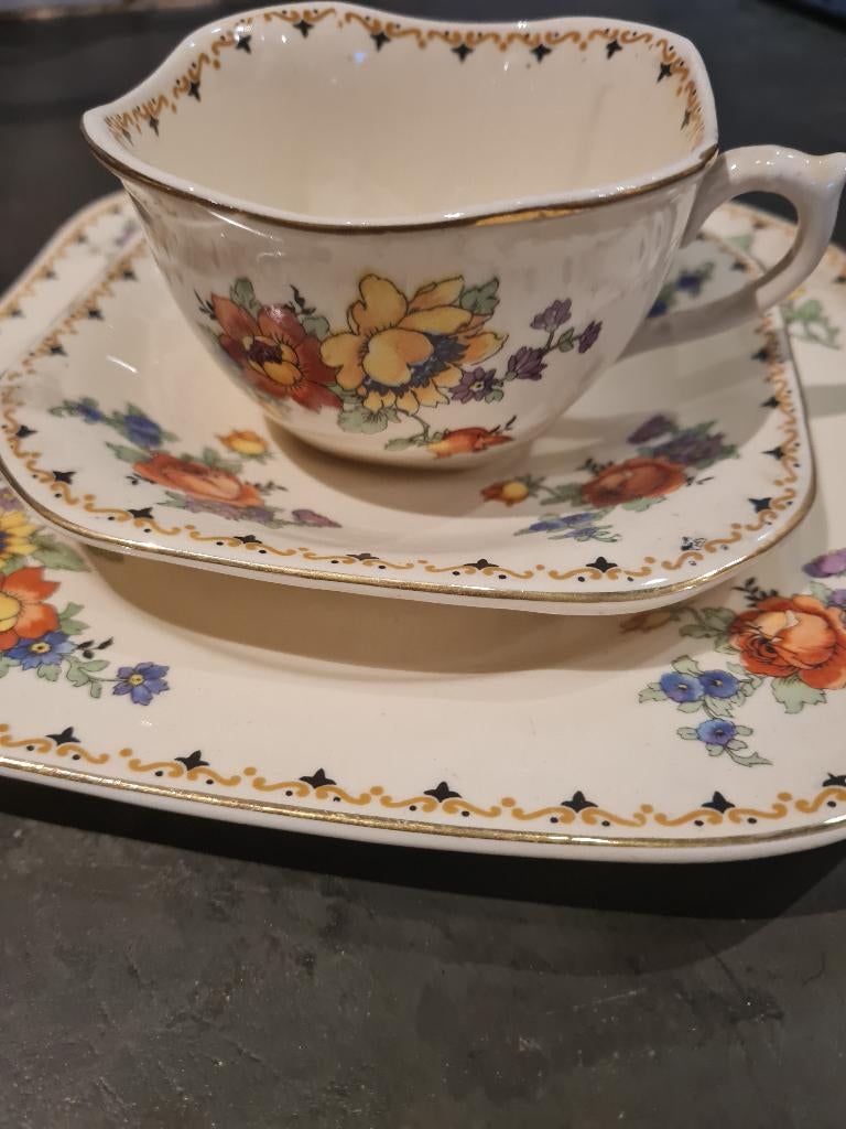 Zeer oud Engels petit dejeuner setje Woods Ivory ware, Antiek en Kunst, Curiosa en Brocante, Ophalen of Verzenden