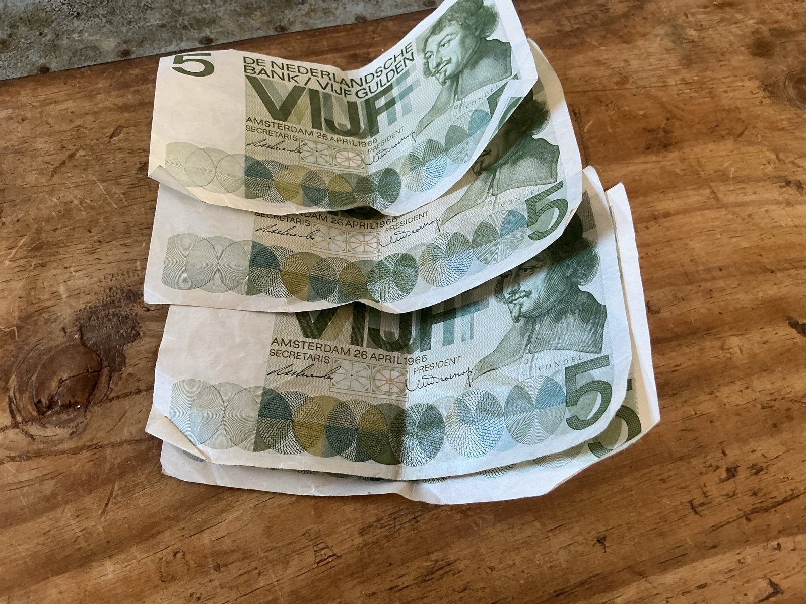 5 Gulden biljetten Vondel 1966 - heb er 4, Ophalen of Verzenden, 5 gulden, Setje