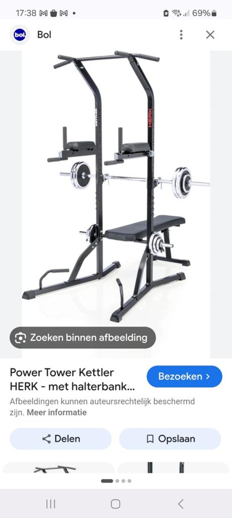 Power tower dip/krachtstation te koop,met halter, Sport en Fitness, Fitnessmaterialen, Ophalen, Zo goed als nieuw, Overige typen