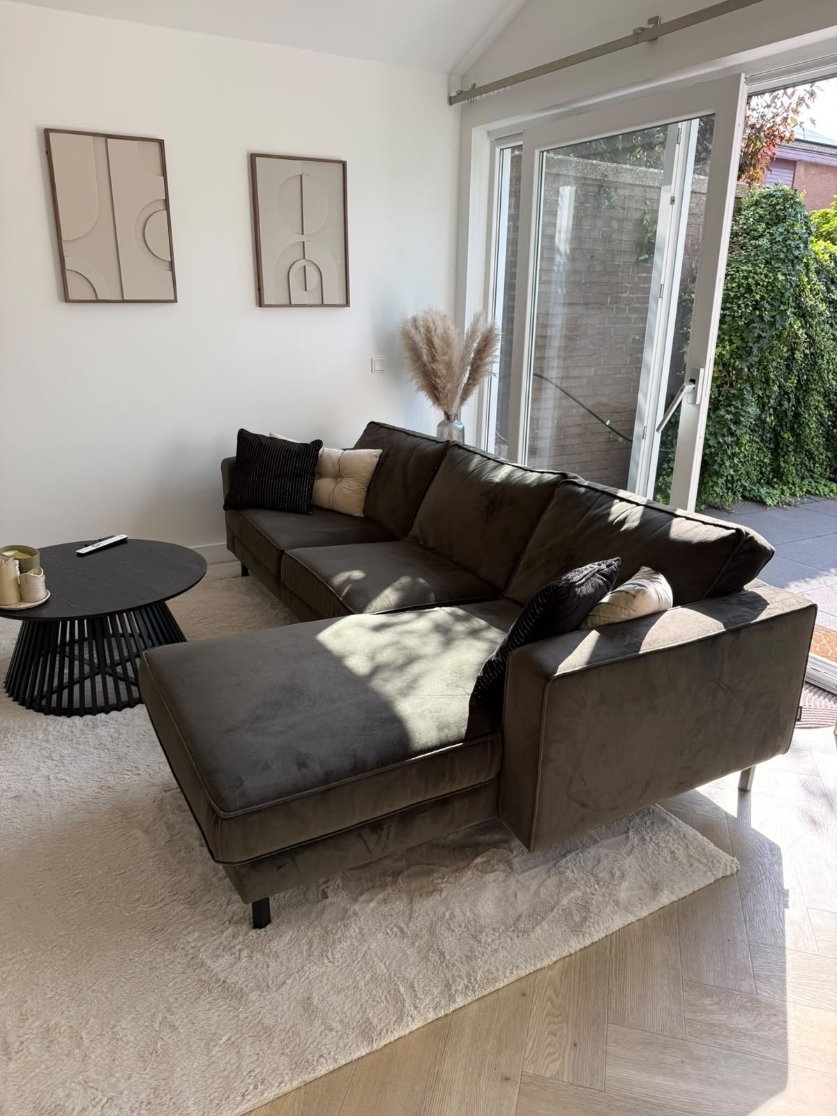 Basic Label Hoekbank - Velvet Stof - 240x160 cm, Ophalen, Gebruikt, Hoekbank, 200 tot 250 cm