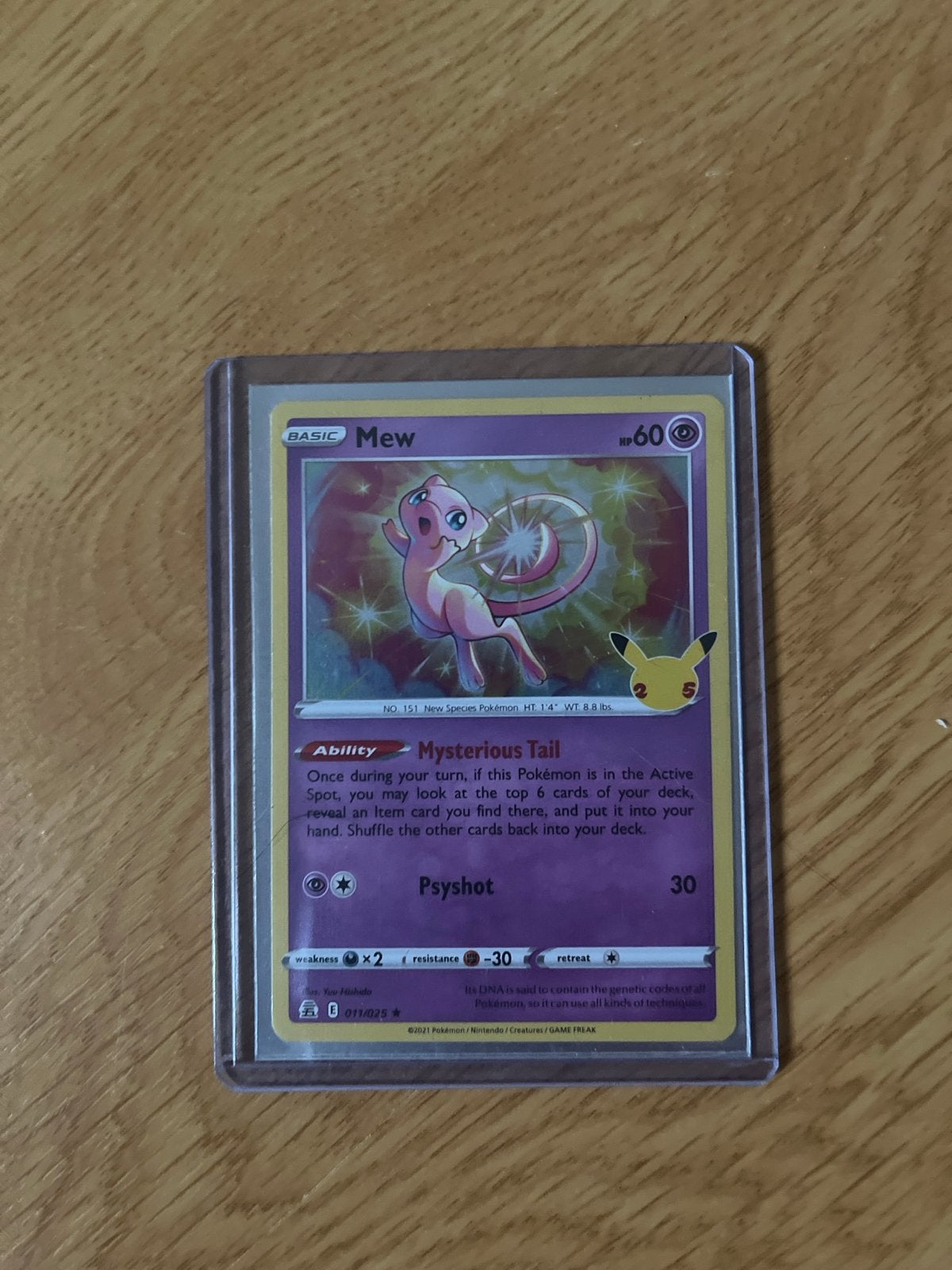 Mew 25th Celebrations Pokémon kaart, Ophalen of Verzenden, Zo goed als nieuw, Losse kaart, Foil