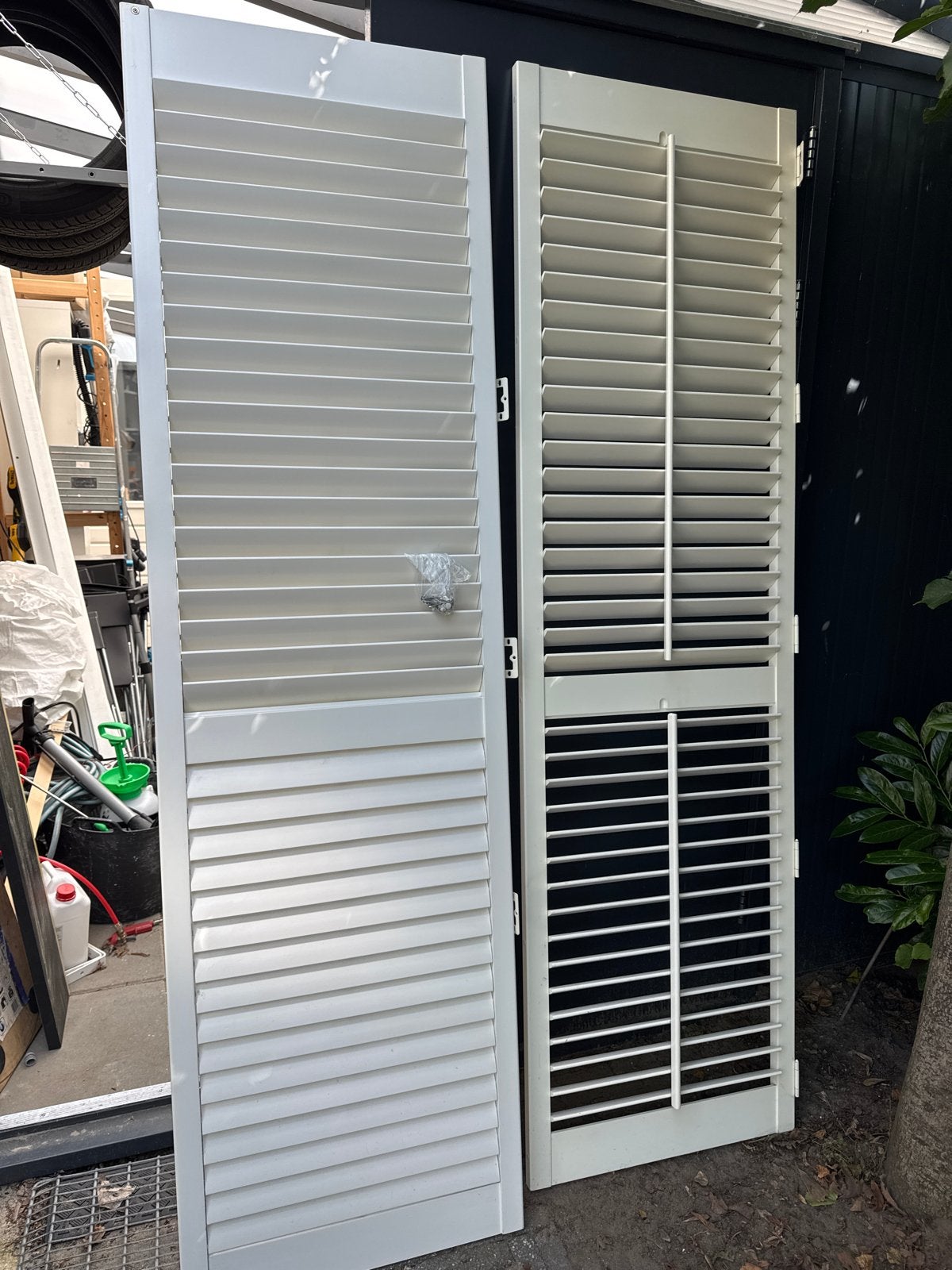 2 stuks shutters, 212x60,5 cm, Ophalen, Gebruikt, 200 cm of meer, Wit