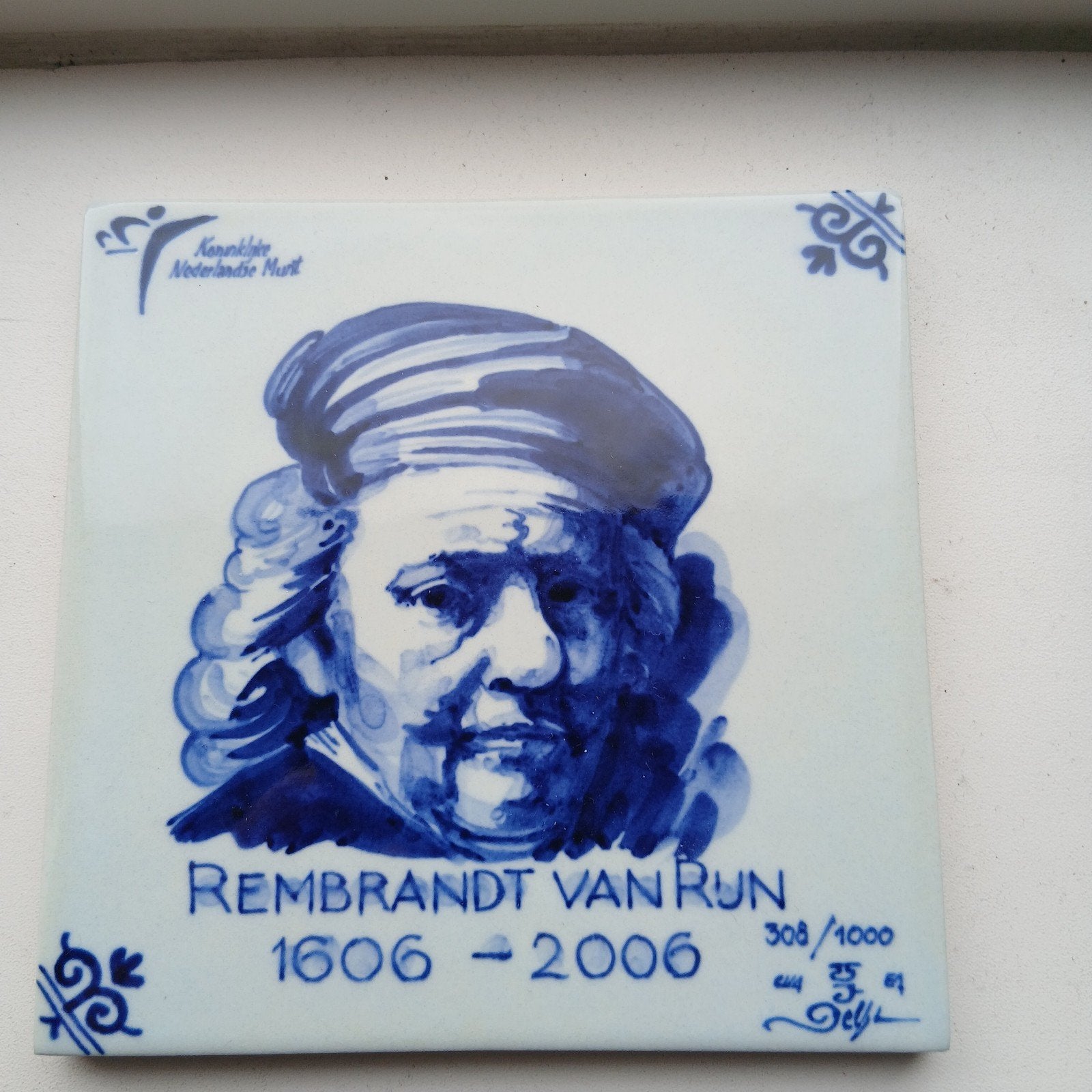 Delfts Blauw Rembrandt tegel - Koninklijke Nederlandse Munt, Ophalen of Verzenden
