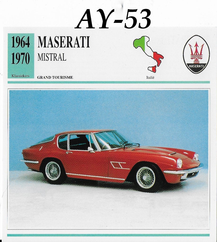 Ay53 autokaart maserati mistral 1964 - 1970 ), Ophalen of Verzenden, Zo goed als nieuw, Auto's