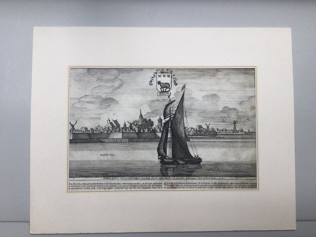 Edam, aanzicht, 1660, Antiek en Kunst, 26 cm, 34 cm, Cartografie, 1600 - 1699