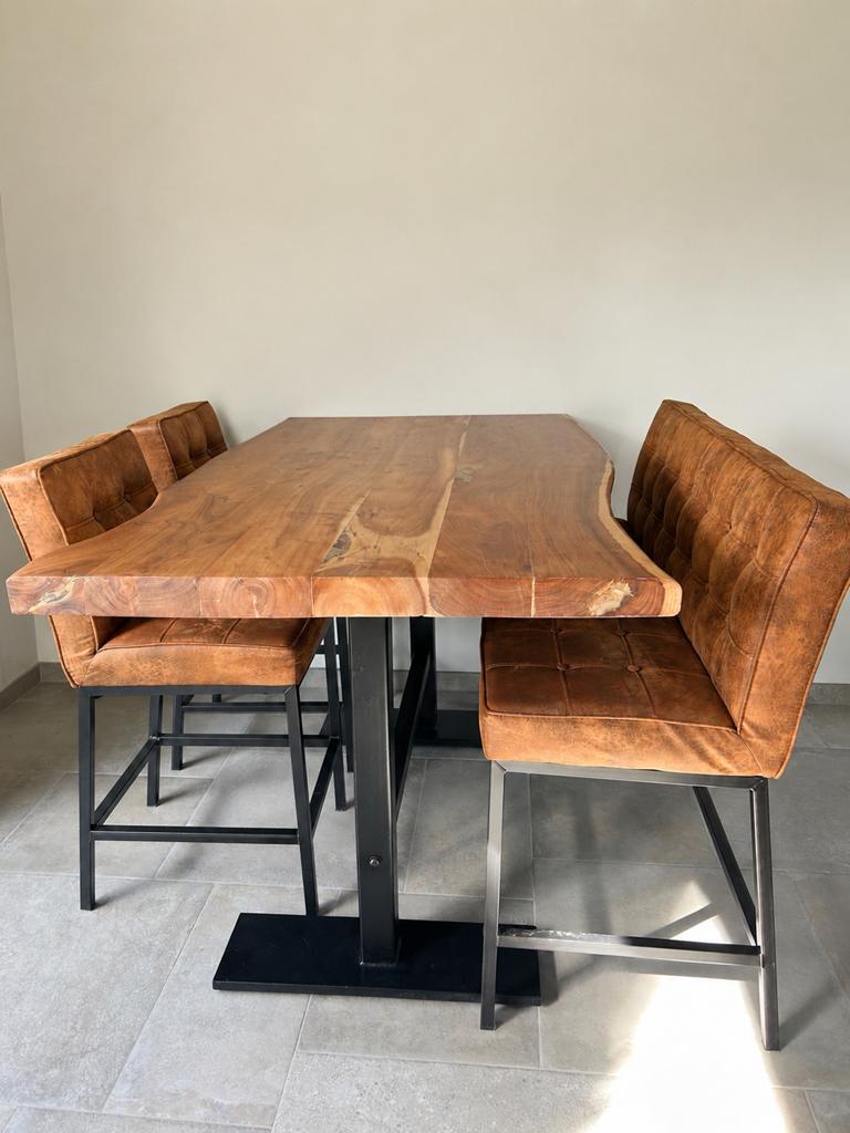 Eettafelset met bank en 2 stoelen Loods 5, Huis en Inrichting, Tafels | Eettafels, Ophalen, 50 tot 100 cm, Zo goed als nieuw, 150 tot 200 cm