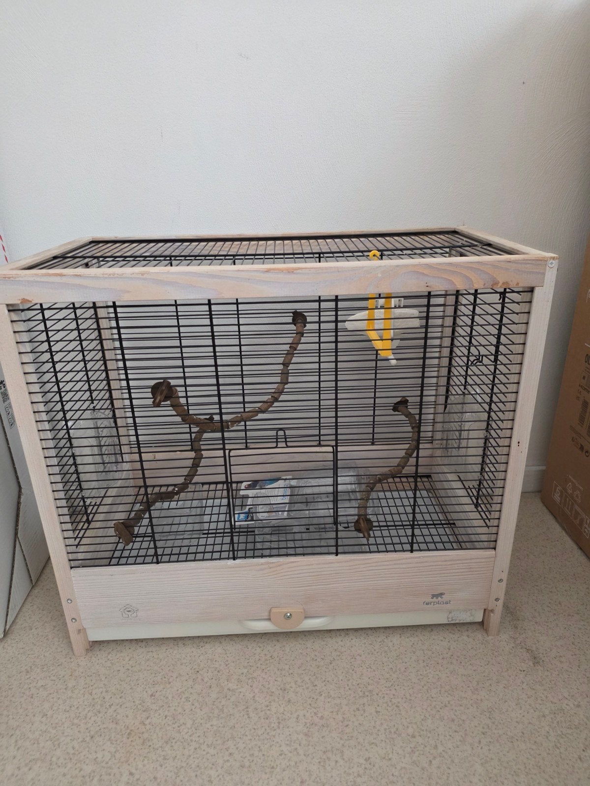 Houten ferplast vogelkooi, Ophalen, Nieuw, Hout, Vogelkooi