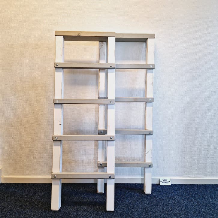 2x Vintage Houten Trap/Ladder | Decoratie | 5-Treeds