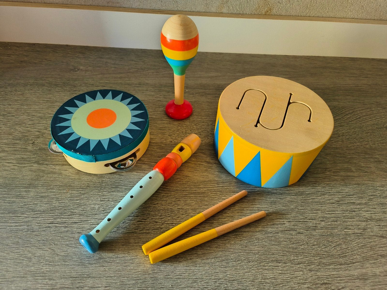 Houten Muziekset voor Kinderen - Percussie en Fluit, Ophalen of Verzenden, Gebruikt, Overige typen, Met geluid