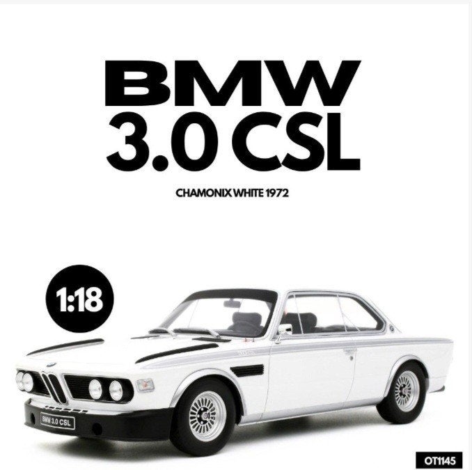 1:18 BMW 3.0 CSL uit 1972 Chamonix White Ottomobile, Hobby en Vrije tijd, Ophalen of Verzenden, Nieuw, Auto, OttOMobile