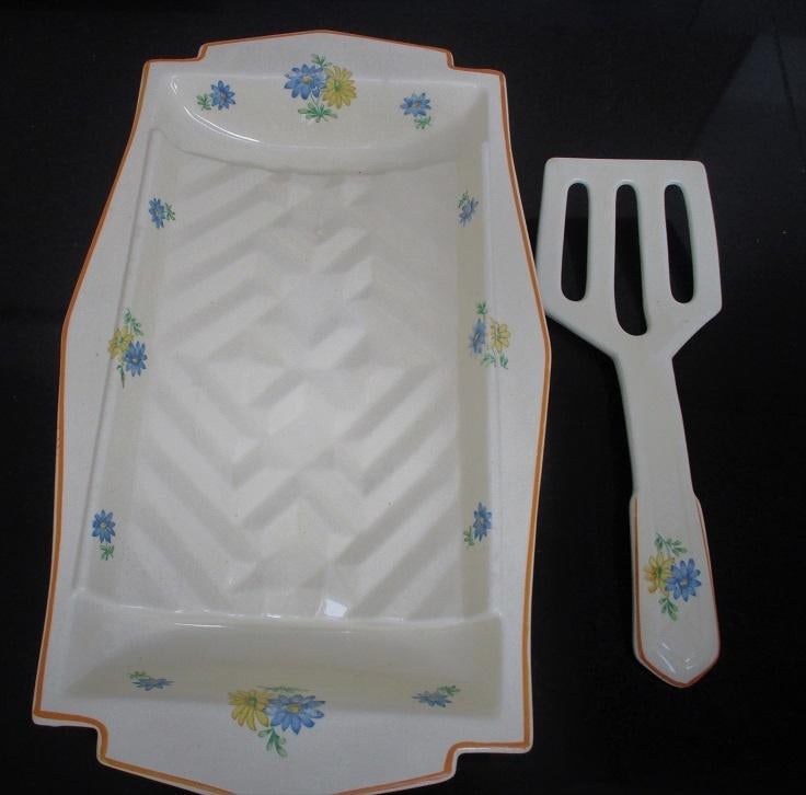 societe ceramique asperges schaal, Ophalen of Verzenden, Overige stijlen, Aardewerk, Schaal of Schalen