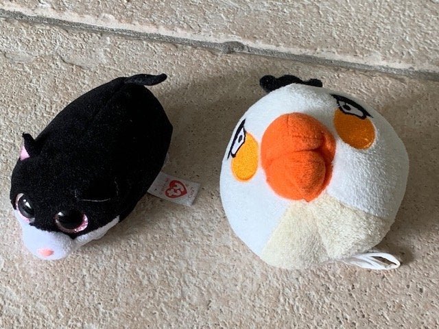 Ty knuffel kat cara 10 cm en angry birds matilda witte voge, Ophalen of Verzenden, Gebruikt, Overige typen