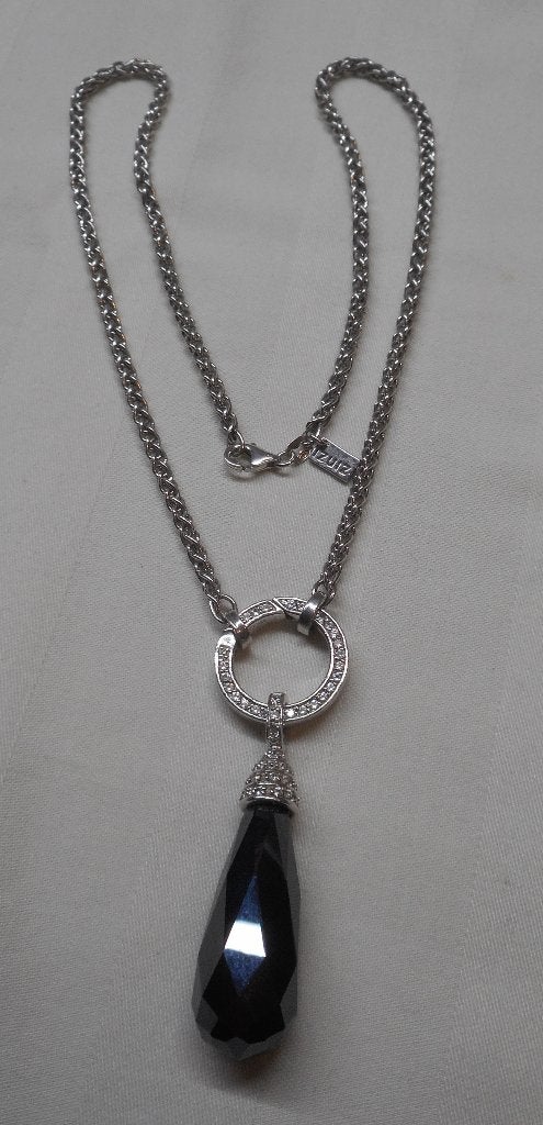 Zilveren Zinzi ketting met clipring en hanger nr.1043, Met hanger, Verzenden, Zo goed als nieuw, Zilver