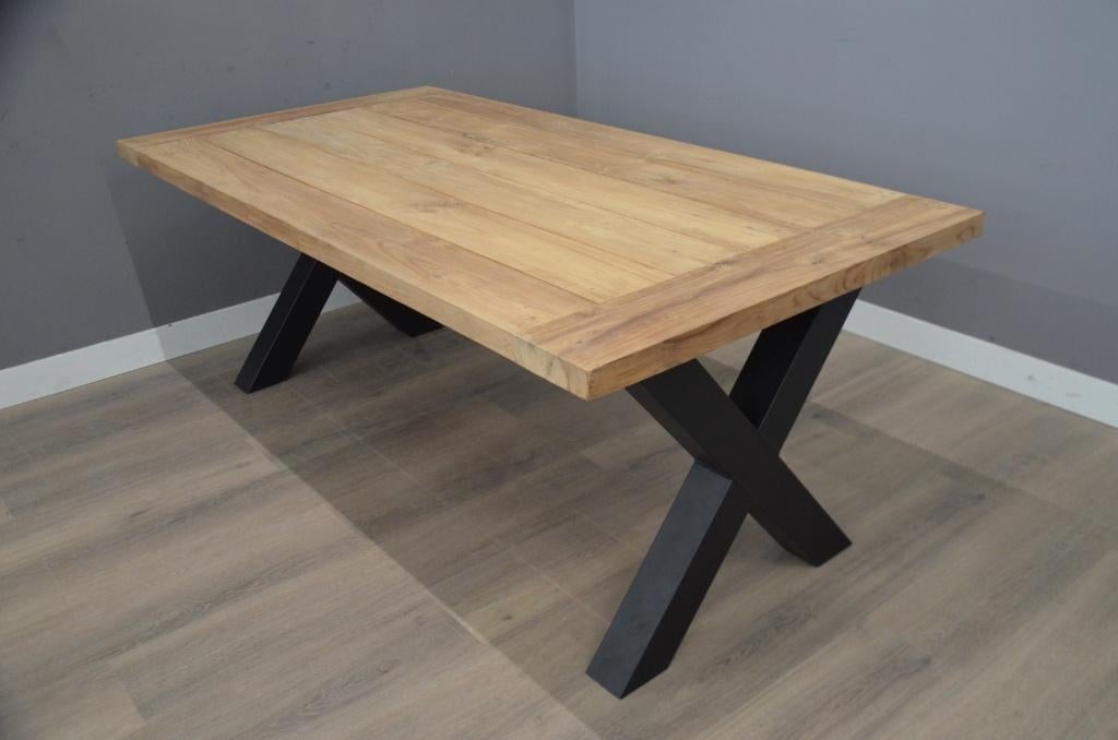 Teak tuintafel 200 cm X poot, Tuin en Terras, Tuintafels, Ophalen of Verzenden, Nieuw, Rechthoekig, Teakhout