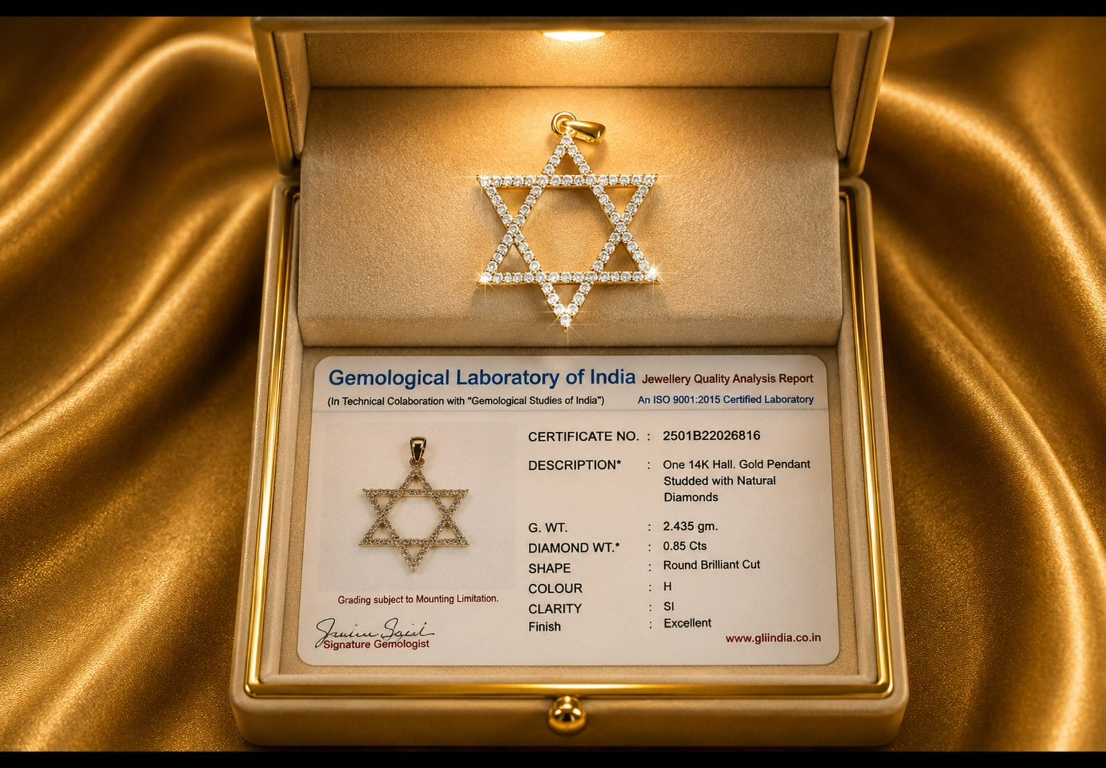Gouden kettinghanger met diamanten davidsster, Ophalen of Verzenden, Nieuw, Goud
