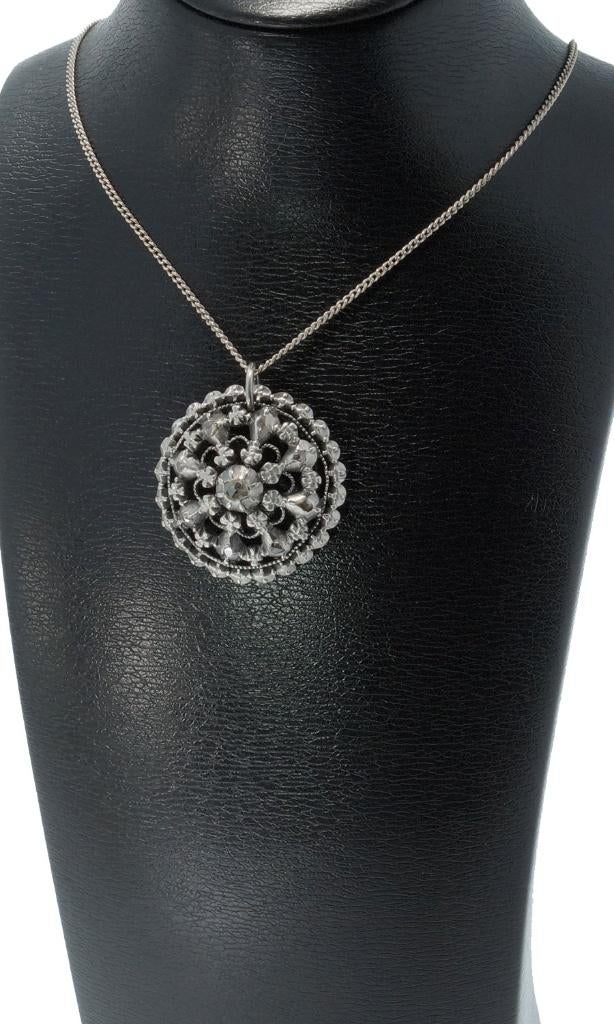 Diamanten antieke hanger zilveren gourmet ketting vintage