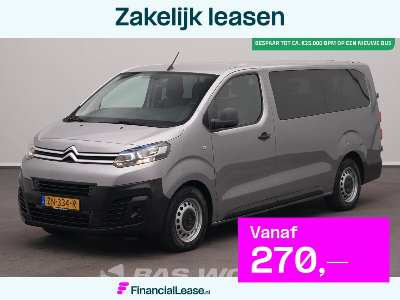 Citroën Jumpy 120pk Personenvervoer 9-Persoons L3H1 Trekhaa, Voorwielaandrijving, Stof, Euro 6, 4 cilinders