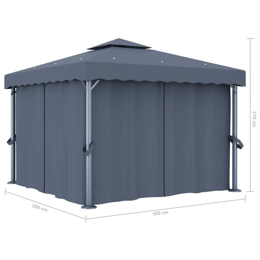 Party tent prieel met gordijnen 3x3m – aluminium – antraciet, Tuin en Terras, Opvouwbaar, Partytent, Minder dan 4 meter, Zo goed als nieuw