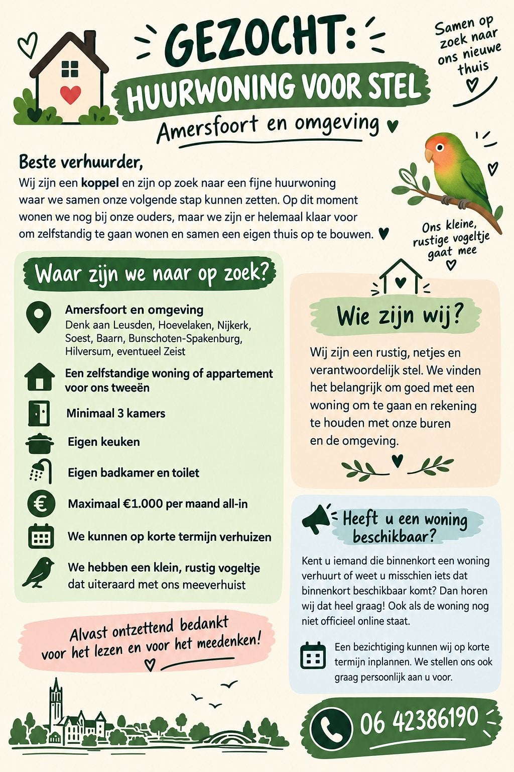 GEZOCHT: HUURWONING VOOR STEL – AMERSFOORT EN OMGEVING, Ophalen
