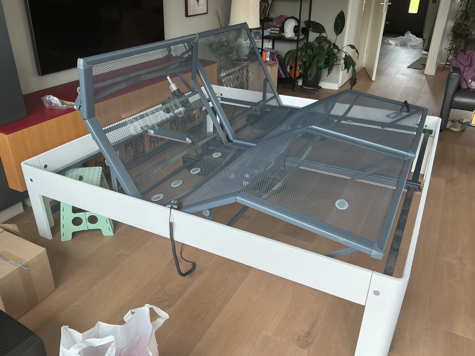 Auping 180 200 48cm hoog + elektrische spiraal met 3 motoren, Ophalen, Verstelbaar, Auping .nl, Overige kleuren