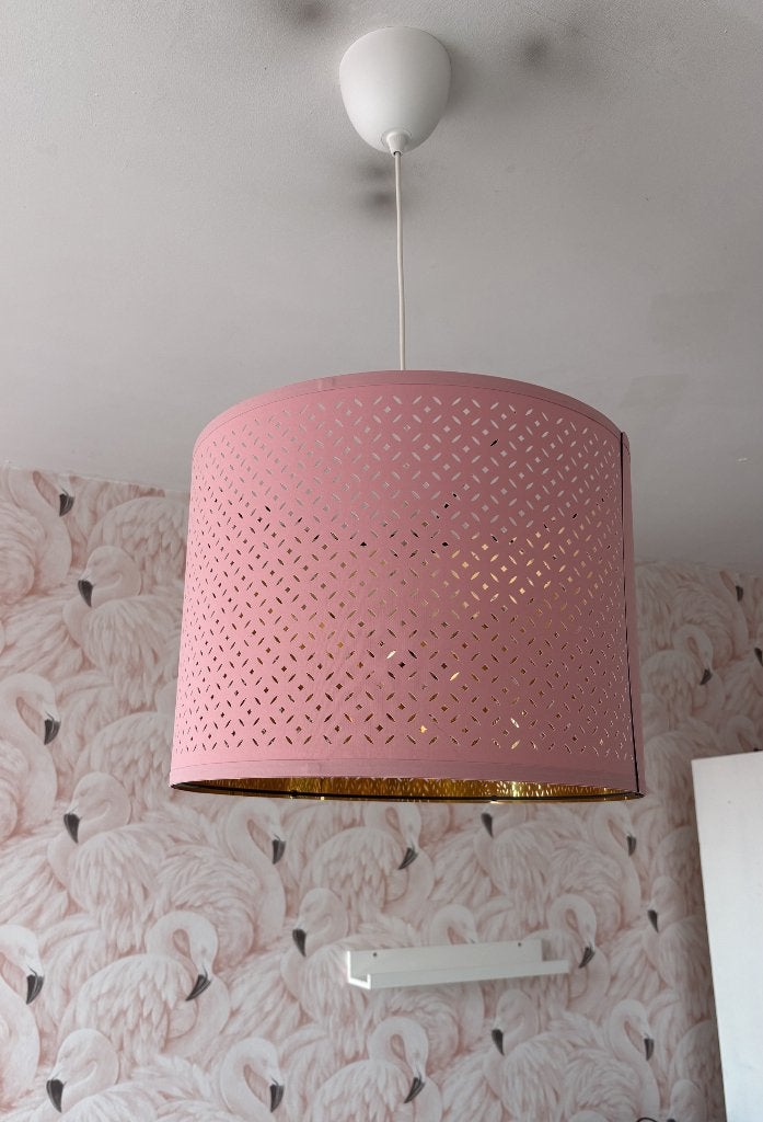 Hanglamp IKEA roze/goud, Ophalen, Kunststof, E27 (groot), Zo goed als nieuw