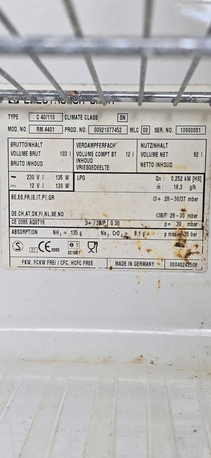 Electrolux RM4401 Koelkast met vriesvak - 92L, 85 tot 120 cm, Gebruikt, 75 tot 100 liter, Ophalen of Verzenden