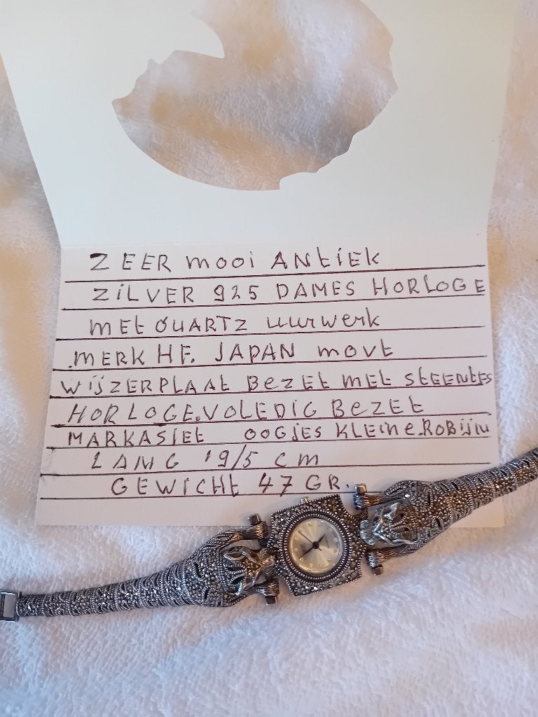 antiek zilver 925 dames draken armband jaren 50, Ophalen of Verzenden, Zo goed als nieuw, Met edelsteen, Zilver