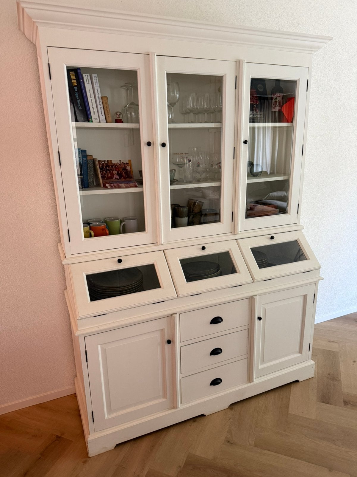 Grutterskast / Buffetkast Wit, 2-delig, Huis en Inrichting, Kasten | Buffetkasten, Ophalen, Gebruikt, 200 cm of meer, 150 tot 200 cm