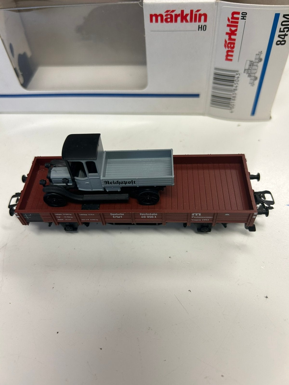 Märklin H0 84504 Postmuseumswagen 1993 met vrachtwagen, Wisselstroom, Verzenden, Wagon, Zo goed als nieuw