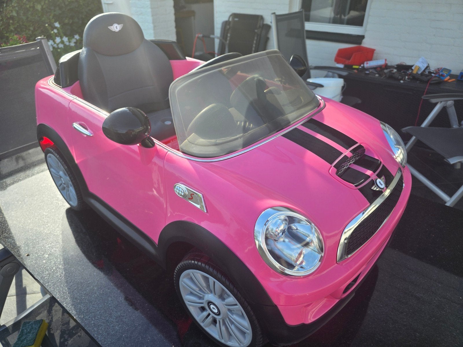 Roze Mini Cooper elektrische kinderauto, Ophalen