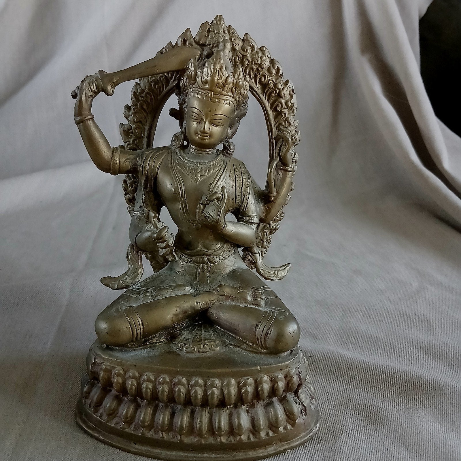 Bronzen beeld "Manjushri", boeddha, Ophalen of Verzenden