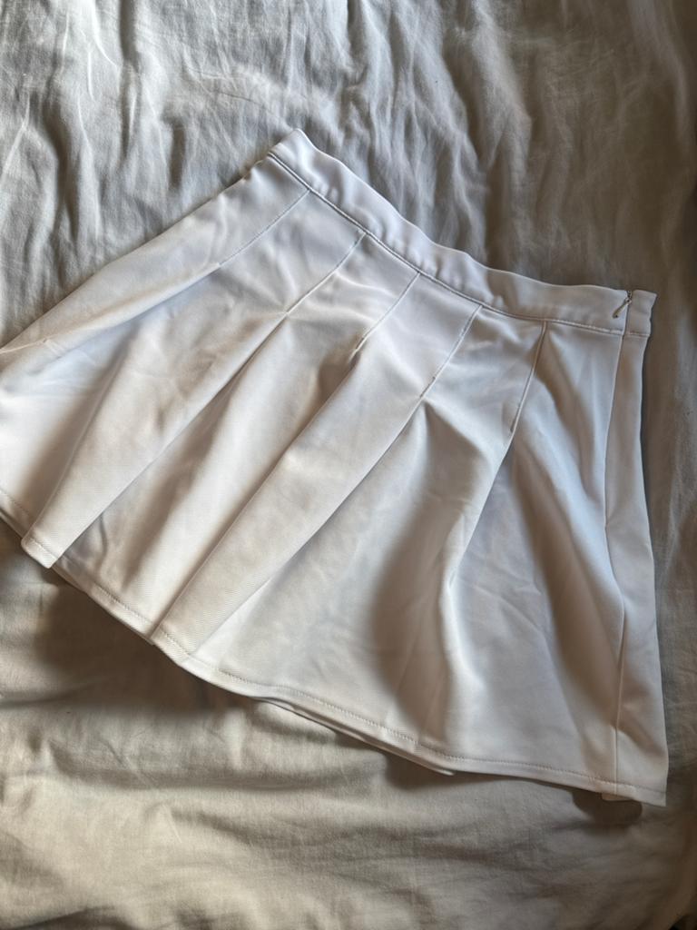 Wit geplooid rokje - Maat L, Kleding | Dames, Rokken, Verzenden, Gedragen, Maat 42/44 (L), Wit