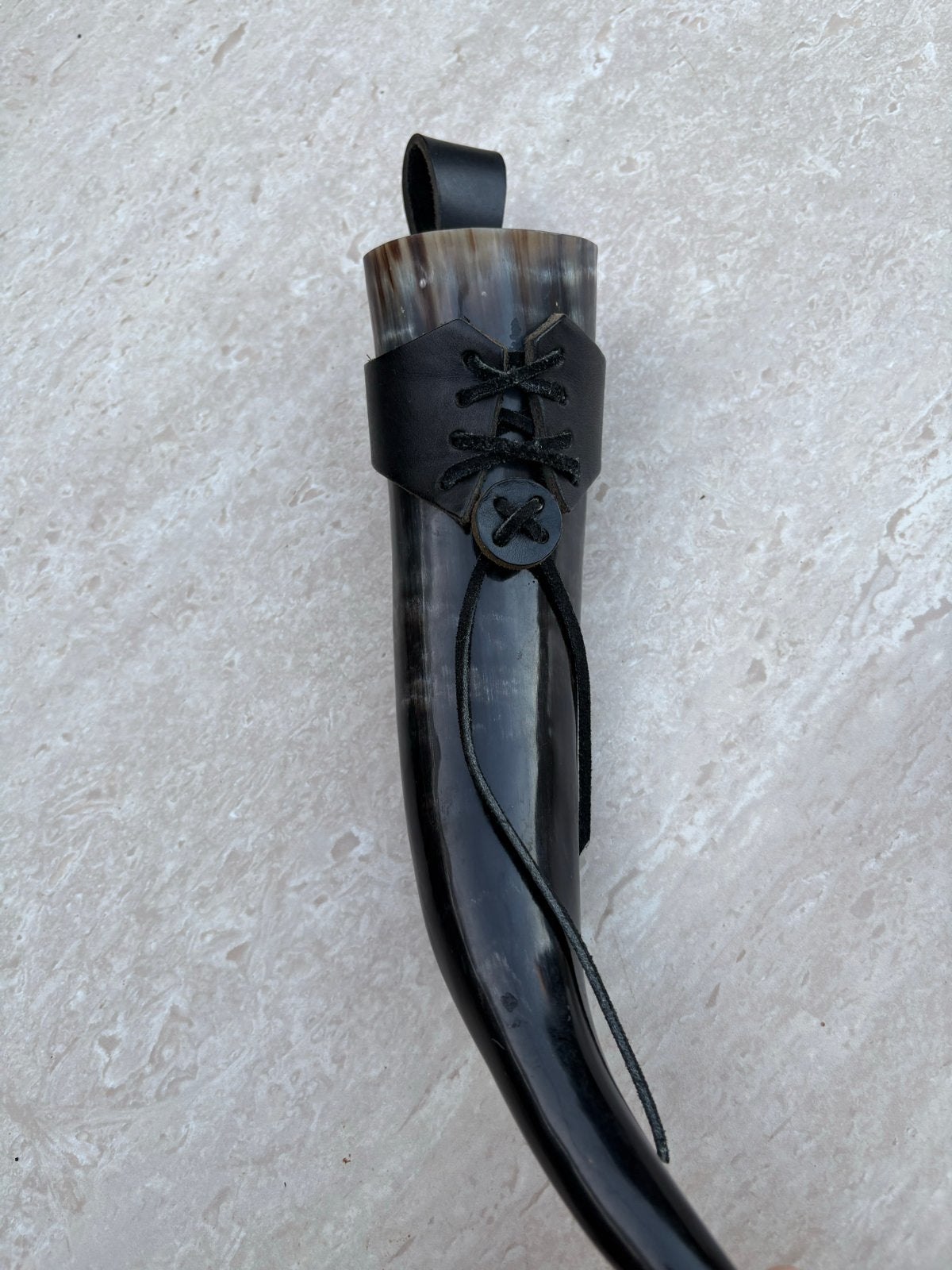 Viking Drinkhoorn met leren houder - Viking stijl, Ophalen of Verzenden, Nieuw