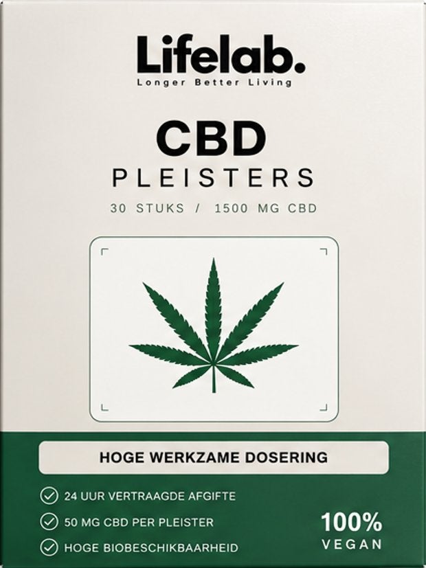 Lifelab CBD Pleisters 50 mg – 30 stuks, 24 uur afgifte, Verzenden, Nieuw, Info@levenslab.nl, Kerkstraat 107A, 5411 CK Zeeland, Nederland