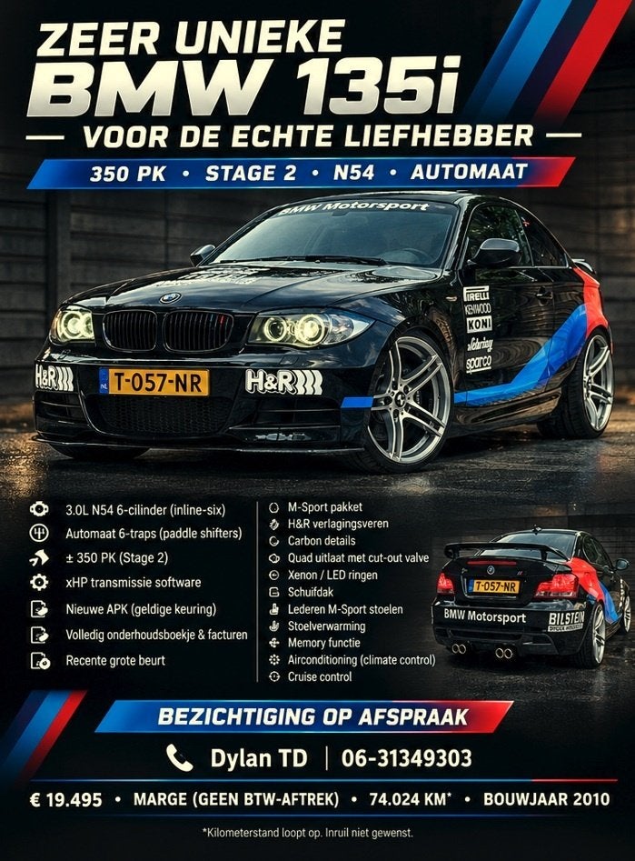 BMW 135i Coupé M-Sport|350 PK|74.024KM|Concoursstaat|N/W APK, Achterwielaandrijving, Zwart, 4 stoelen, Zwart