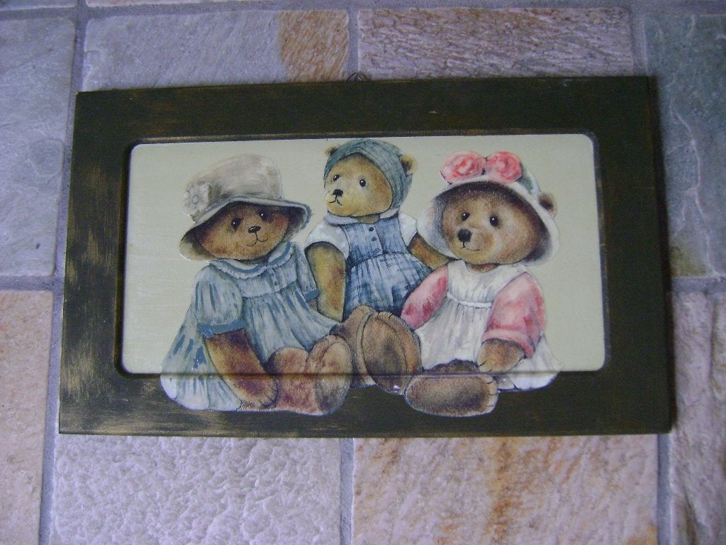 kinderkamer muurdecoratie - 3 Beren - op hard board, Overige kleuren, Ophalen of Verzenden, Zo goed als nieuw, Wanddecoratie