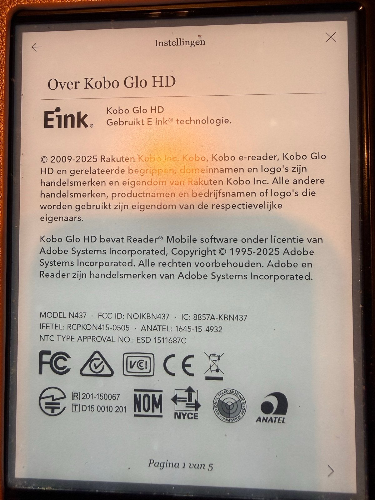 Kobo Glo HD e-reader met hoesje - 4GB opslag, Ophalen, Gebruikt, 4 GB of minder, Touchscreen