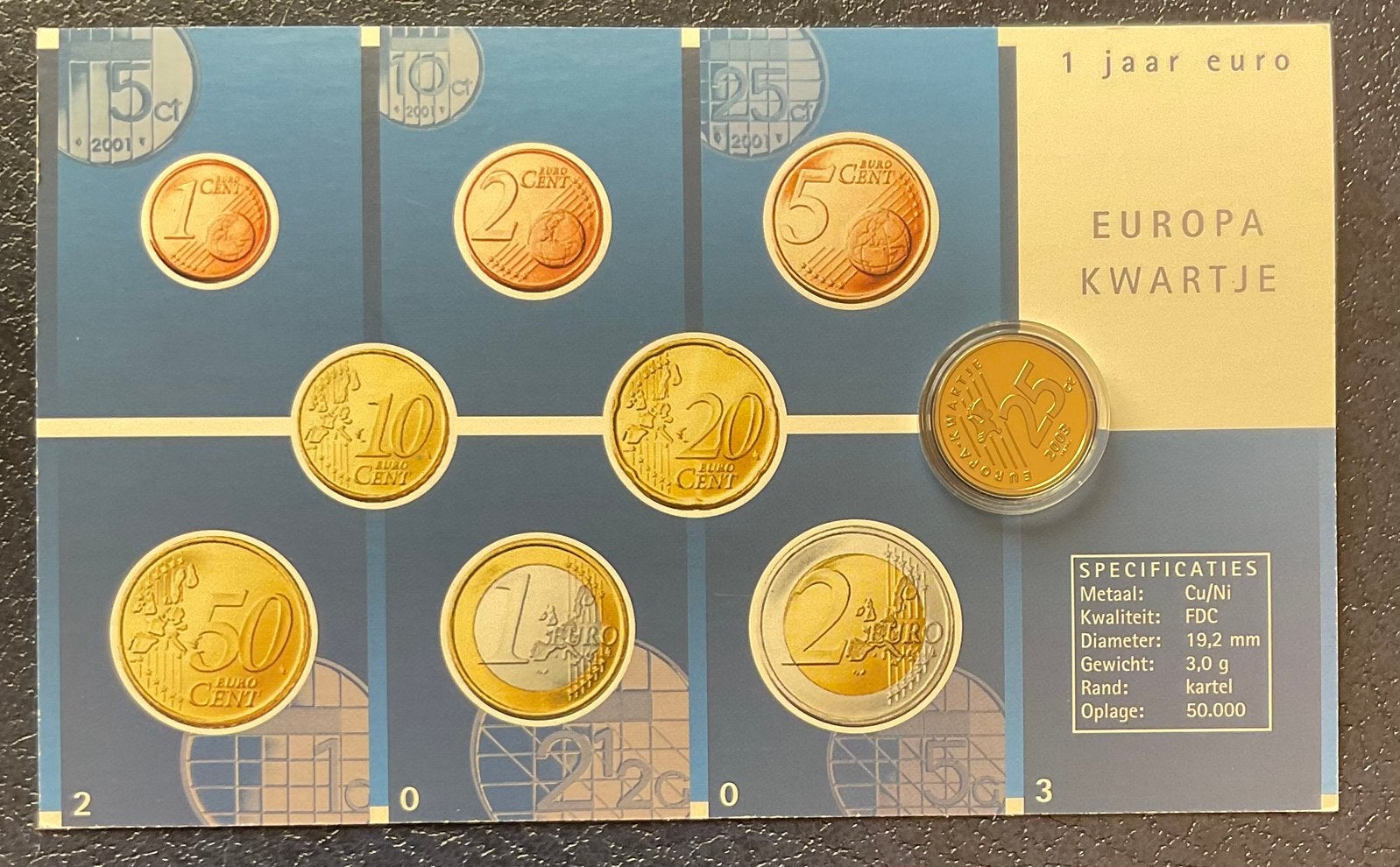 Penning - Nederland - EUROPA KWARTJE., Ophalen of Verzenden, Overige materialen, Nederland