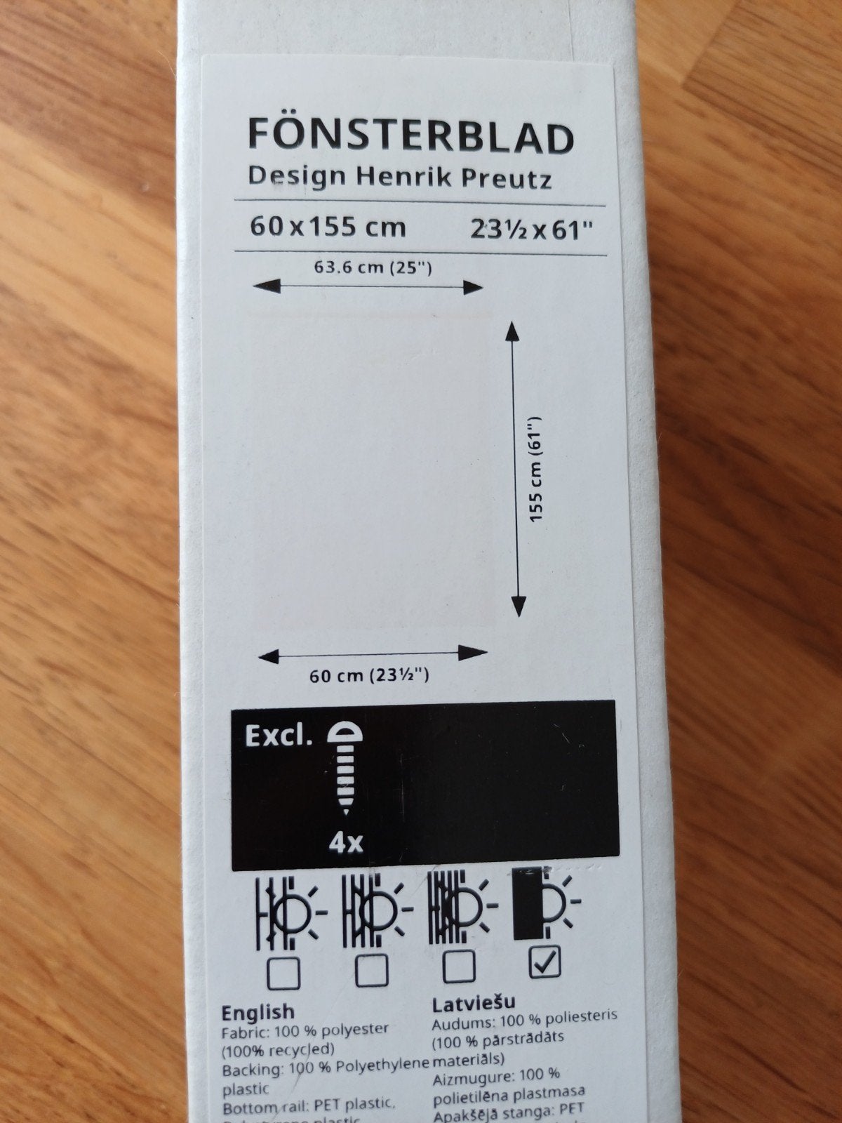 IKEA FÖNSTERBLAD Rolgordijn 60x155 cm, Huis en Inrichting, Stoffering | Gordijnen en Lamellen, Wit, Nieuw, Ophalen of Verzenden
