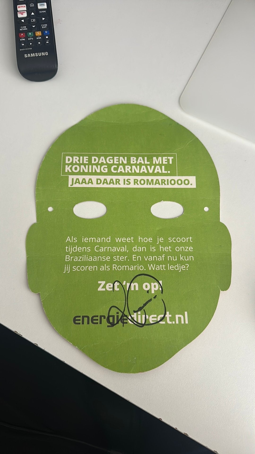 Gesigneerd masker van romario door romario, Verzenden, Nieuw, Overige typen