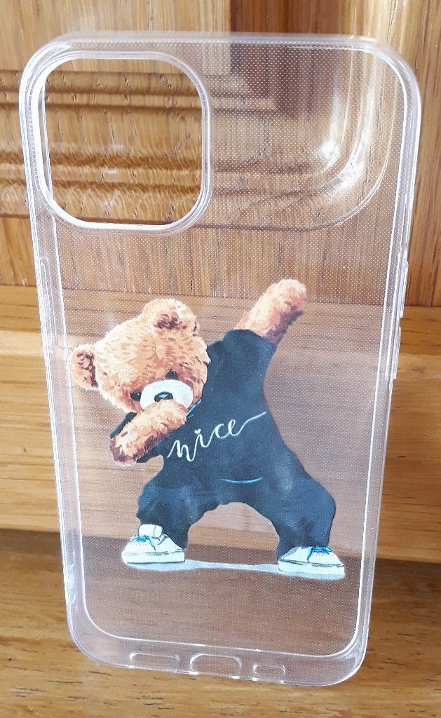 Transparant hoesje met teddybeer voor iPhone 13, 14 en 12, Nieuw, Hoesje of Tasje, Ophalen of Verzenden, IPhone 12