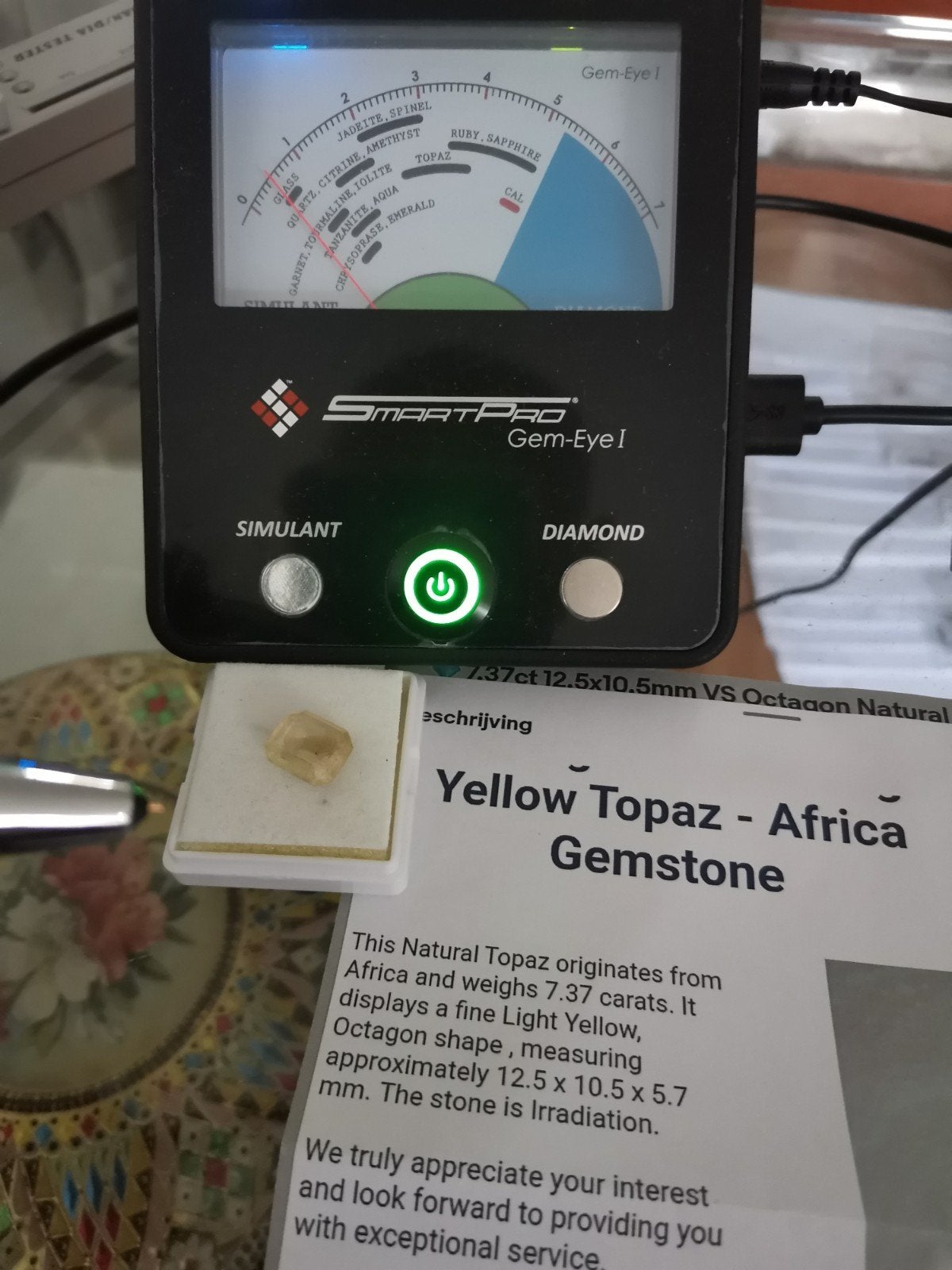 Yellow Topaz Natural, Ophalen of Verzenden, Zo goed als nieuw