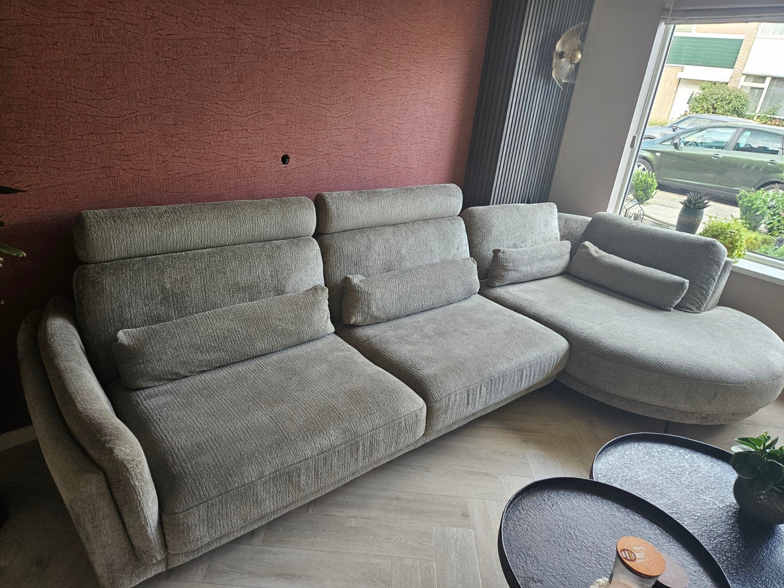 Mooie loungebank met diepe zit, 346x180 cm, Huis en Inrichting, Ophalen, Gebruikt, Hoekbank, 300 cm of meer