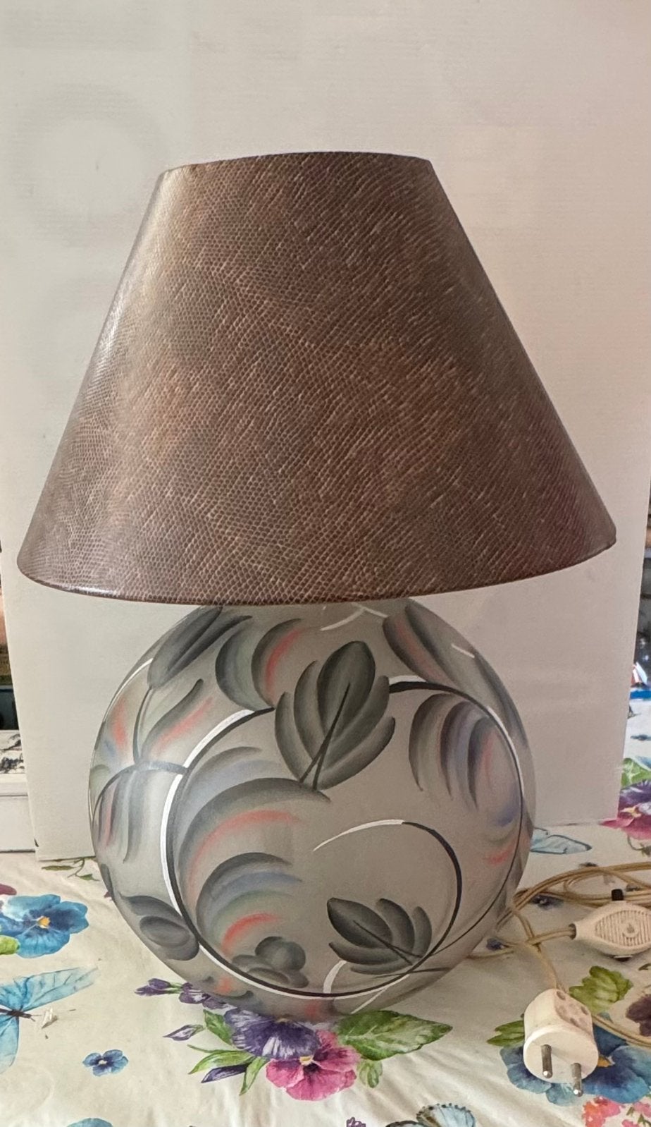 Glazen tafellamp met kap, Ophalen, Overige merken, Vintage, 43 cm