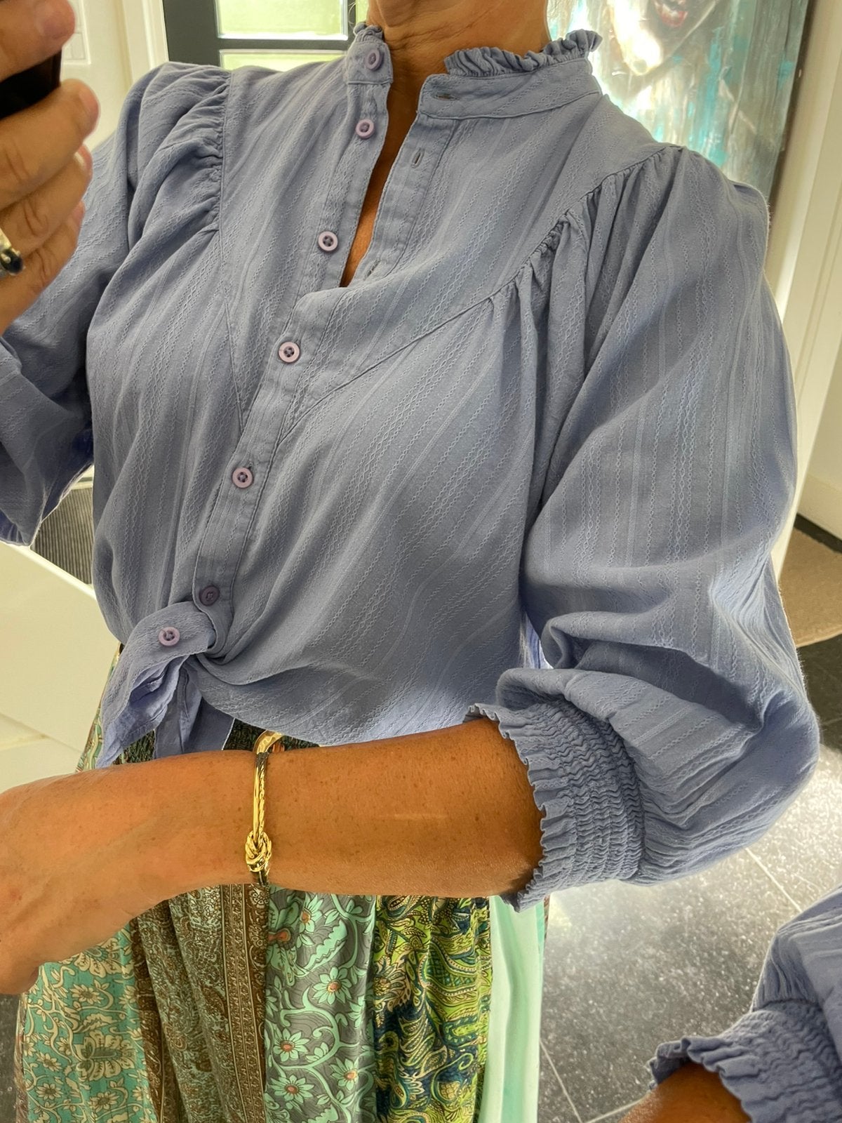 MbyM, prachtige lavendel kleurige katoenen blouse, S/M, Kleding | Dames, Ophalen of Verzenden, Nieuw, Maat 38/40 (M), Blauw