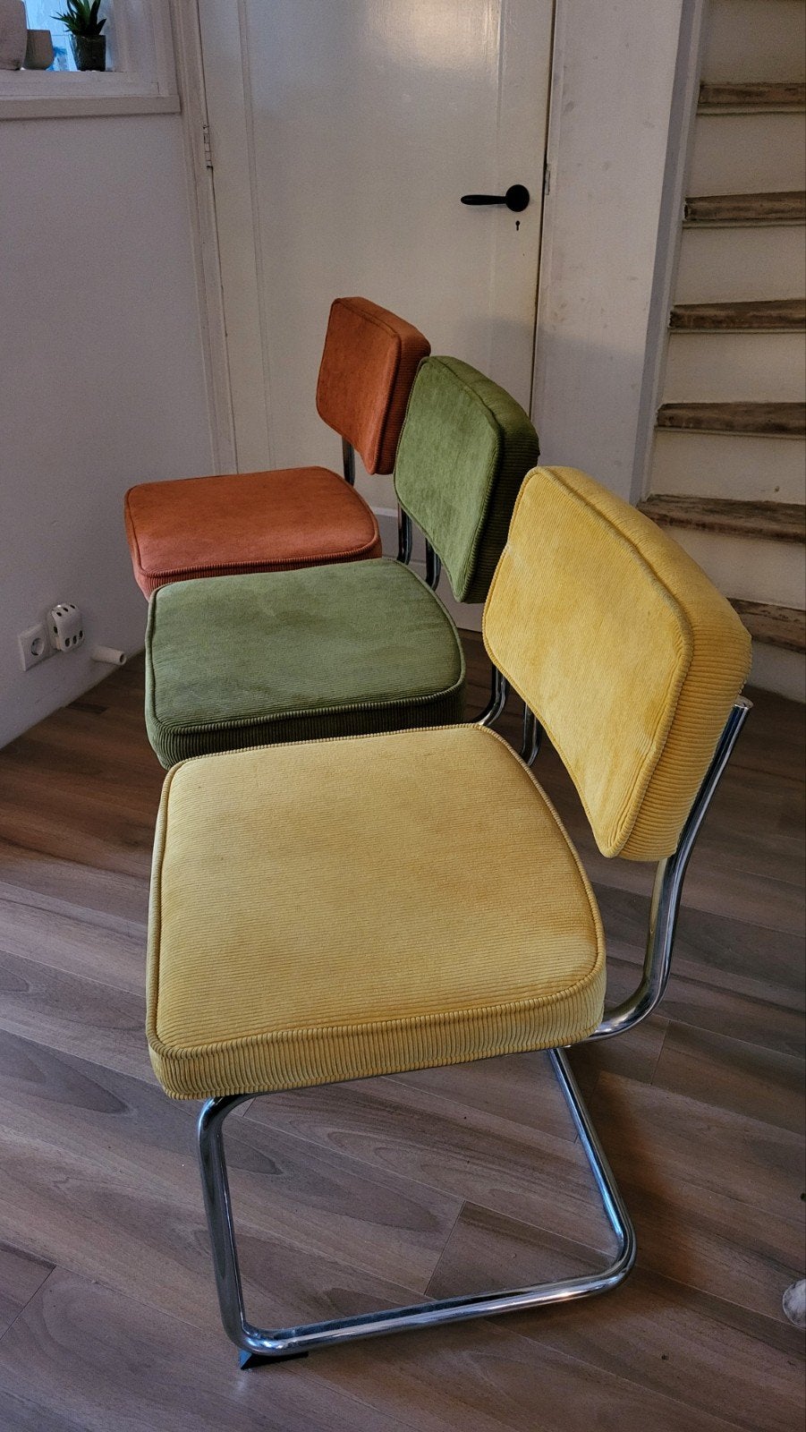 eetkamerstoelen 3 stuks zgan in 1 koop, Huis en Inrichting, Ophalen, Zo goed als nieuw, Metaal, Drie