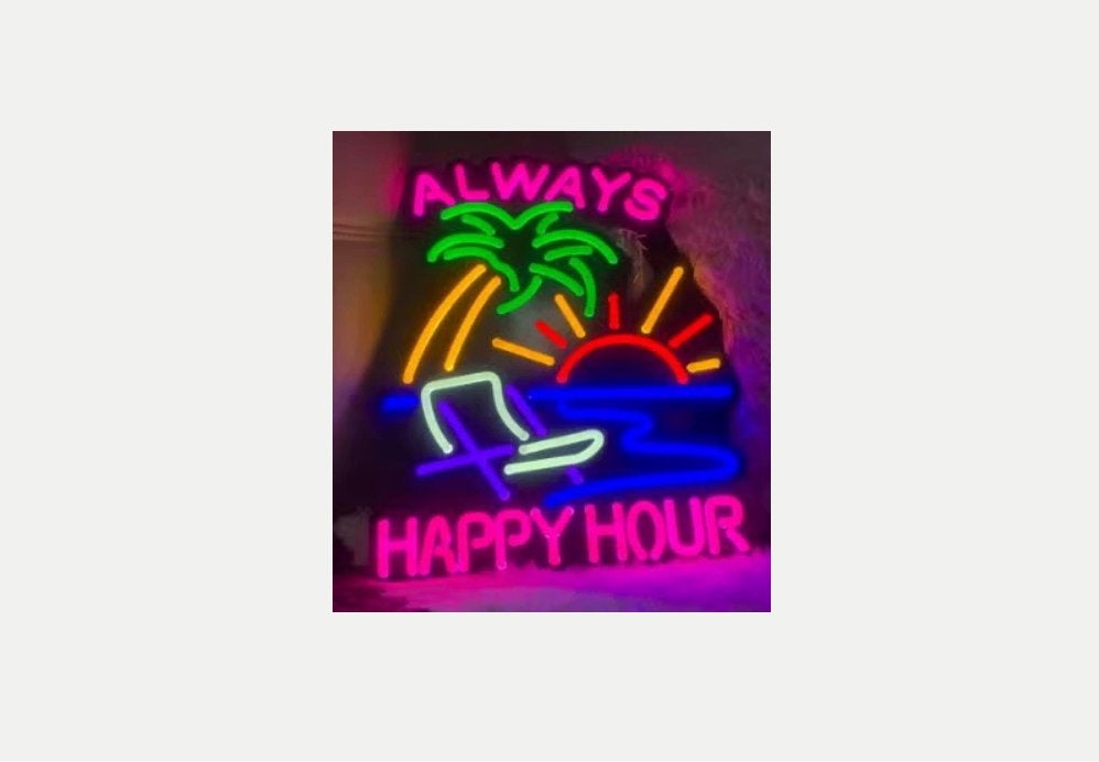 LED lamp neon stijl Always Happy Hour (38x30cm), Ophalen of Verzenden, Nieuw, Lichtbak of (neon) lamp