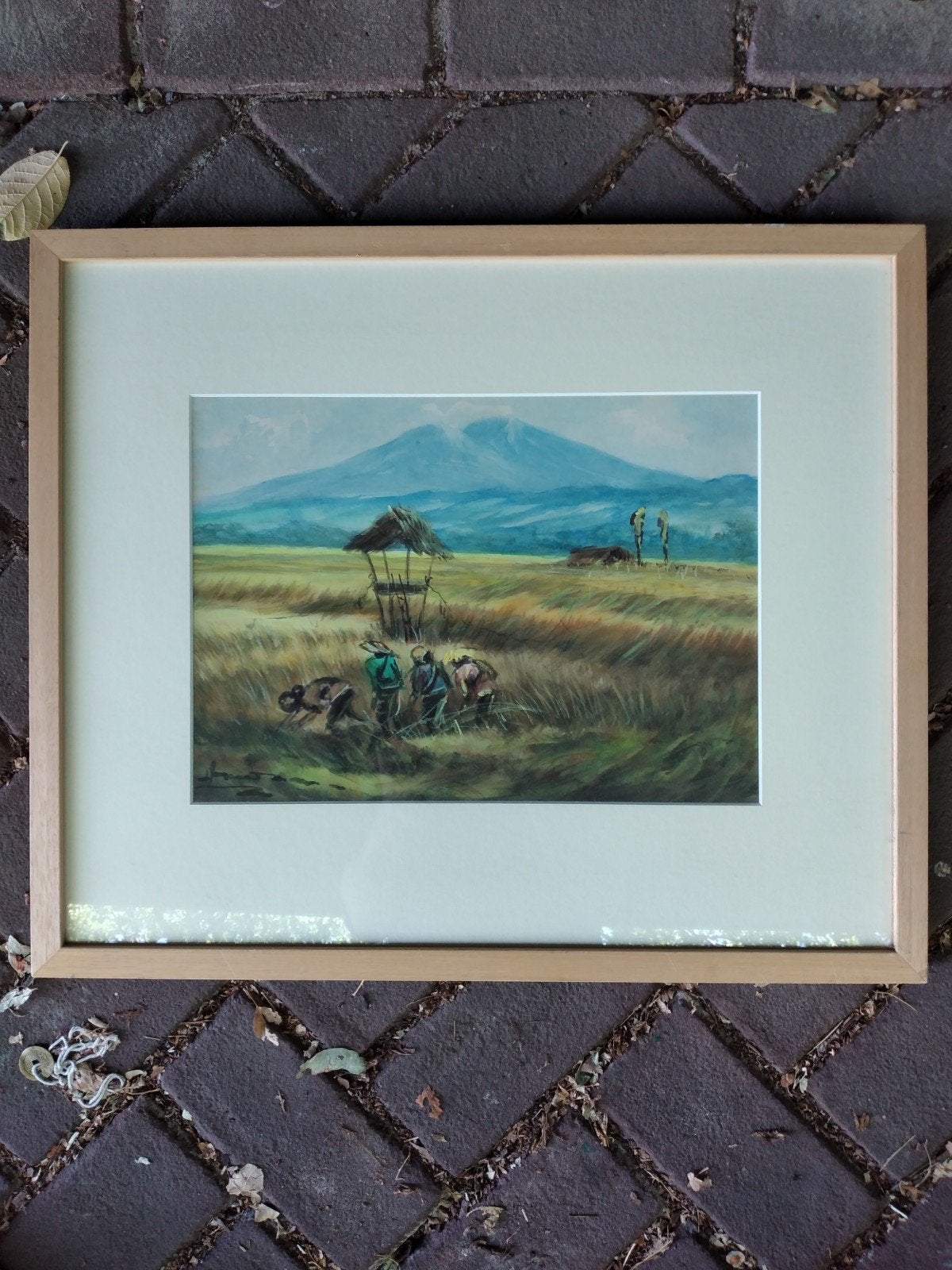 Indonesisch landschap op papier., Ophalen of Verzenden