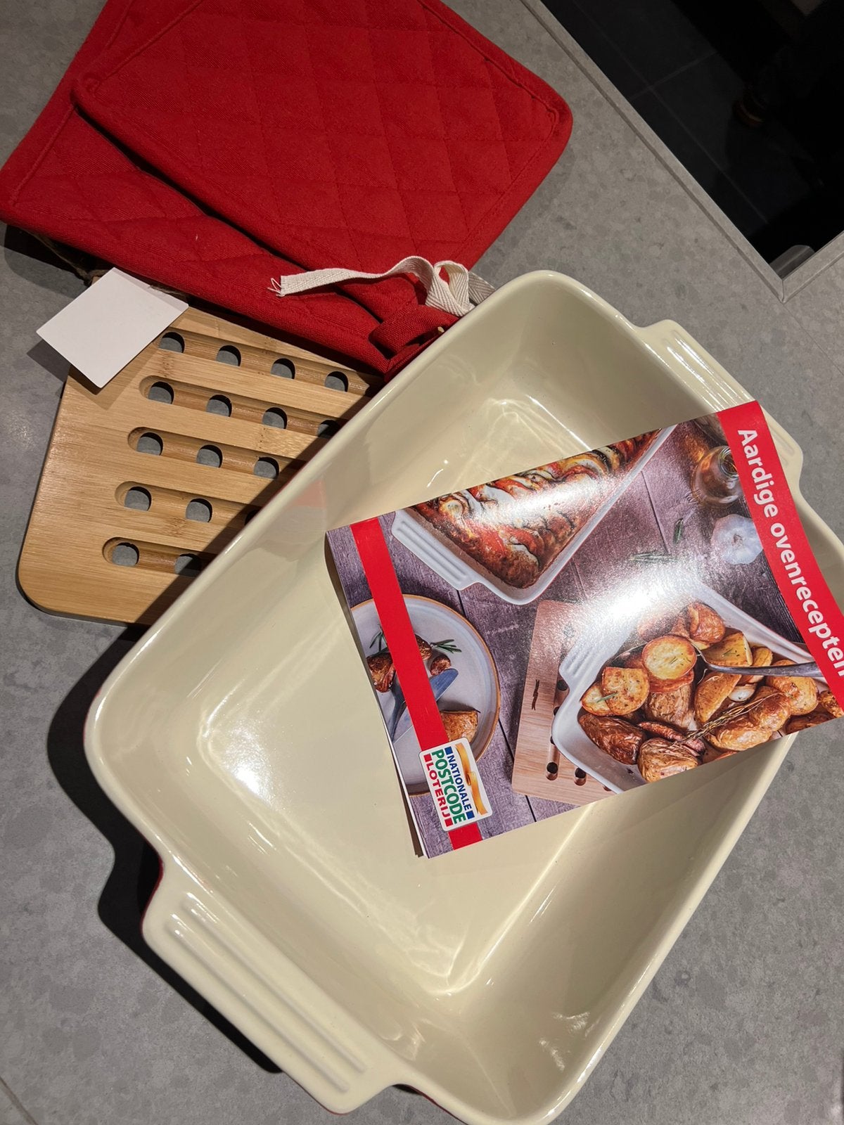 Ovenschaal set postcode loterij nieuw, Overige typen, Nieuw, Ophalen of Verzenden, Steen/keramiek